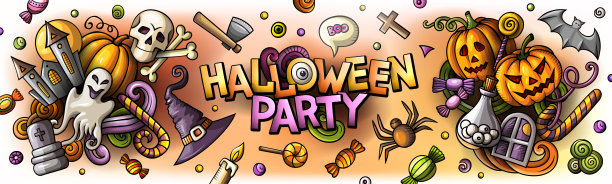 万圣节快乐卡通矢量插图。图片下载