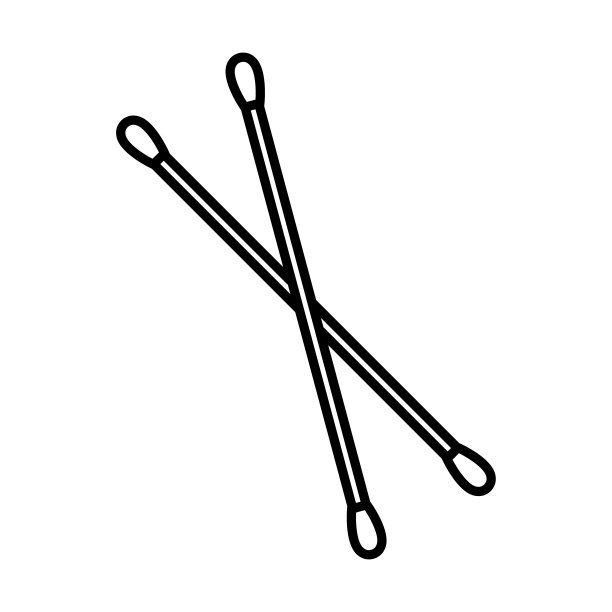 交叉棉签图标孤立在白色背景。图片下载