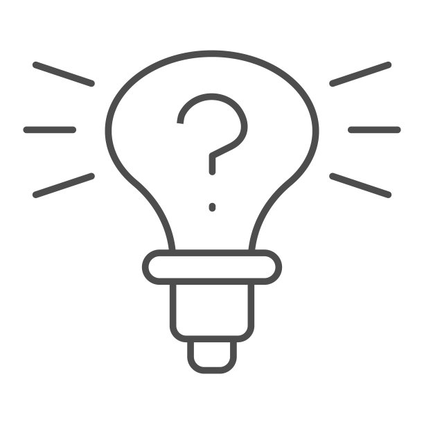 灯泡带有问号细线图标图片下载