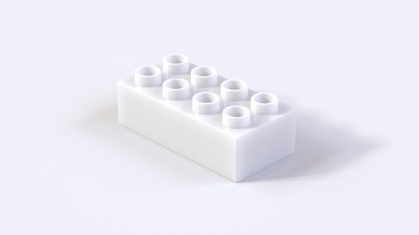 白色塑料积木在白色背景。3d渲染与工作路径图片下载