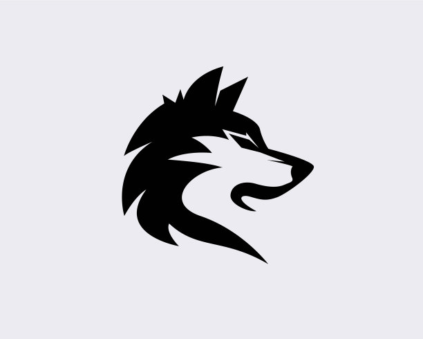 优雅的黑头狼艺术标志设计图片下载