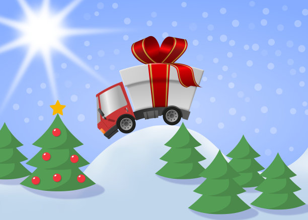 送礼物的卡车圣诞快乐图片下载
