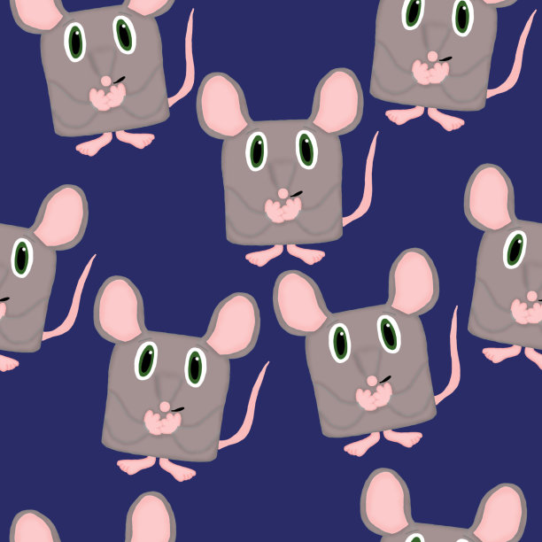 蓝色背景下老鼠的无缝模式图片下载