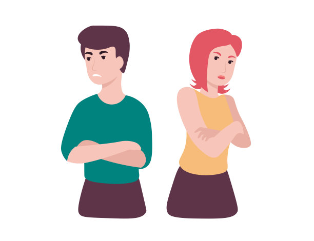 被冒犯的夫妻背靠背，吵架后互不理睬图片下载