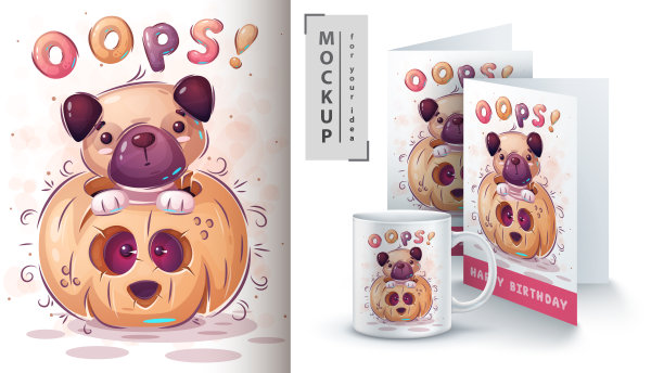 狗在南瓜海报和商品图片下载