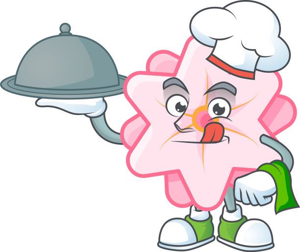 中国的粉红色的花作为一个厨师在托盘上的食物图片下载