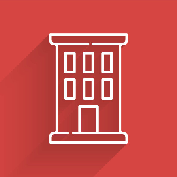 白色线条的房子图标孤立着长长的影子。家的象征。向量图片下载