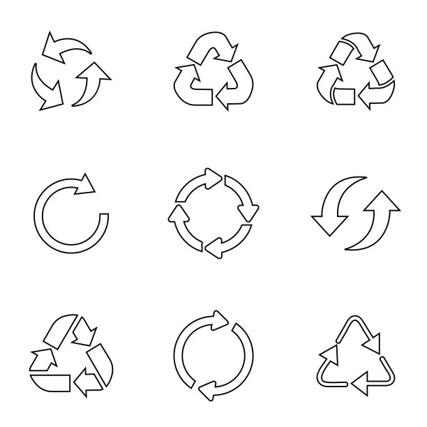 循环图标设置，行版本，向量eps10。Premium符号孤立在白色背景上。图片下载