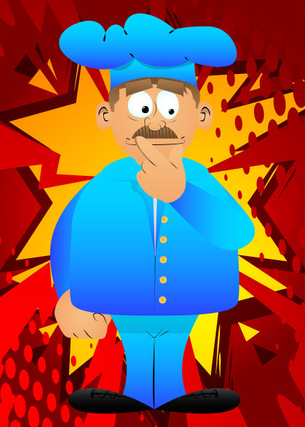 穿着制服的厨师用手指捂着嘴。图片下载