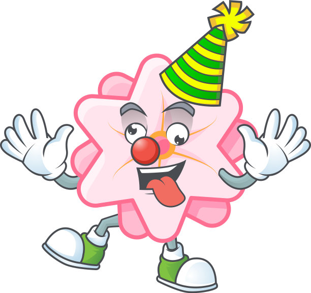 滑稽小丑中国粉红花卡通人物图片下载