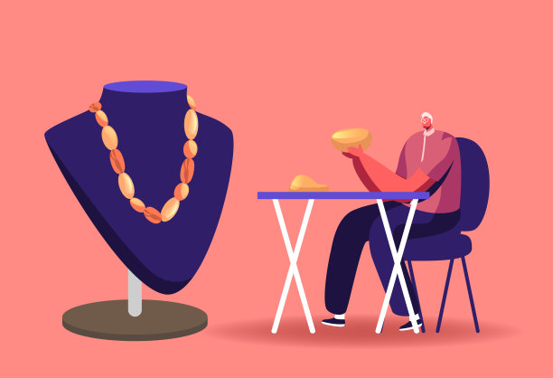 男珠宝商在作坊制作美丽的琥珀首饰。戈德史密斯的工作场所与巨大的人体模型图片下载