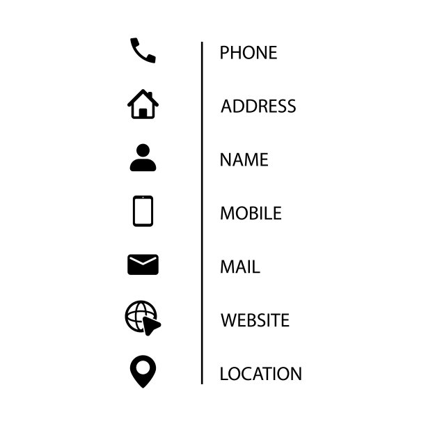 名片图标设置。电话，浏览器，电话，信息，位置和电子邮件标志。向量EPS 10。孤立在白色背景上。图片下载