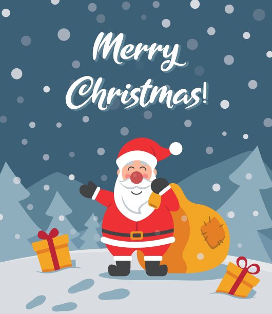 圣诞贺卡与圣诞老人向量形象图片下载