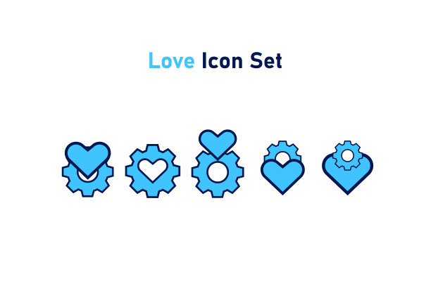 设置图标。镶嵌着一颗心的爱的象征。健康环境的概念。矢量插图，矢量图标概念。图片下载