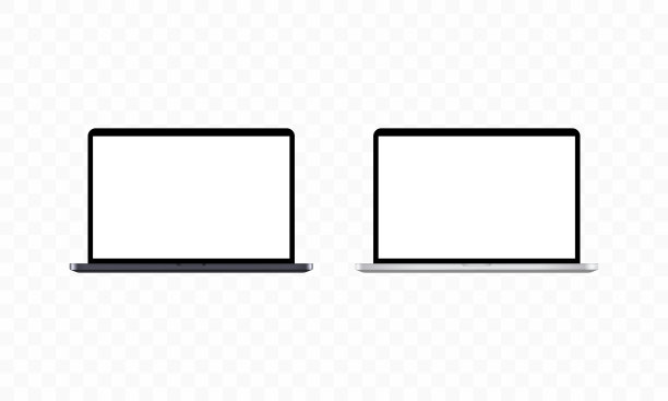 笔记本电脑的图标集。桌面。电脑显示器。向量EPS 10。在透明背景上隔离图片下载