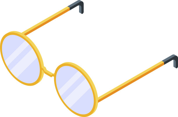 圆形眼镜图标等距风格图片下载