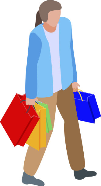 女人购物袋图标等距风格图片下载