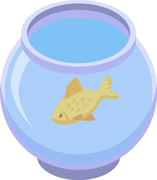 鱼在水族馆图标等距风格图片下载