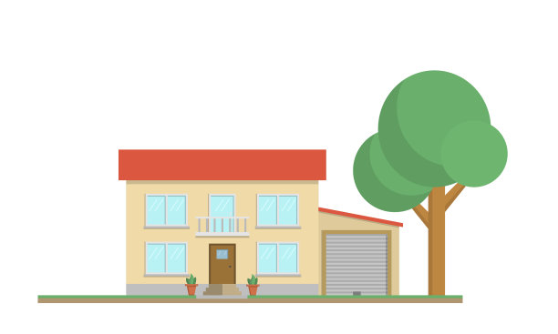 有车库和树的房子图片下载