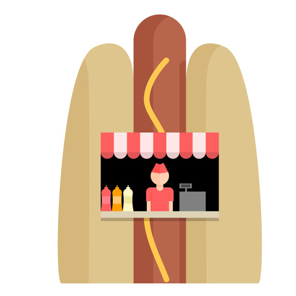 卖热狗的手推车和街头快餐图片下载