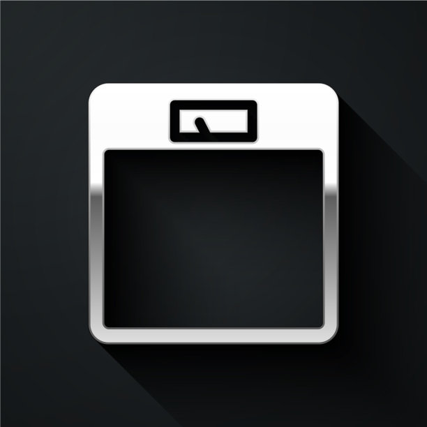 银色浴室秤图标孤立在黑色图片下载