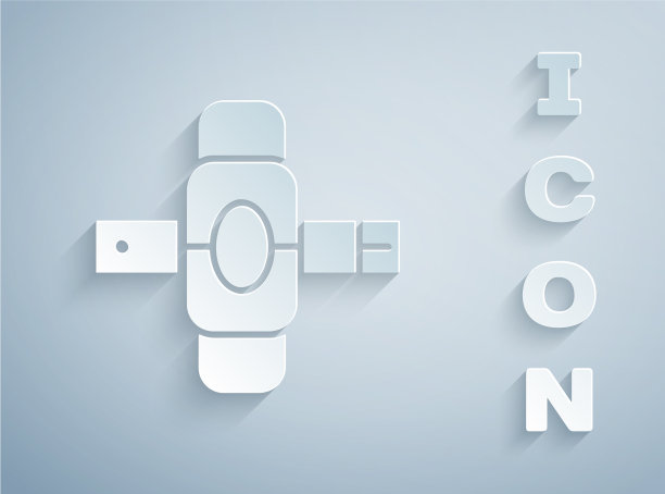 纸切割护膝图标孤立在灰色图片下载