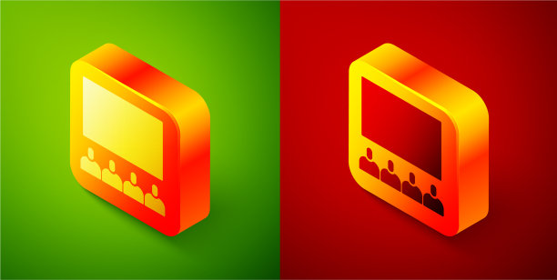 等距影院礼堂与屏幕图标图片下载