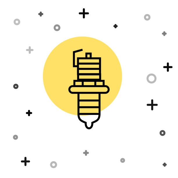 黑色线汽车火花塞图标隔离在白色图片下载