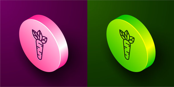 等距线胡萝卜图标孤立在紫色和图片下载