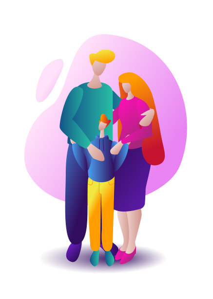 幸福年轻的家庭，爸爸，妈妈和儿子的夫妻图片下载