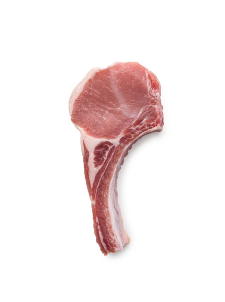 白色背景上的新鲜带骨牛排图片下载