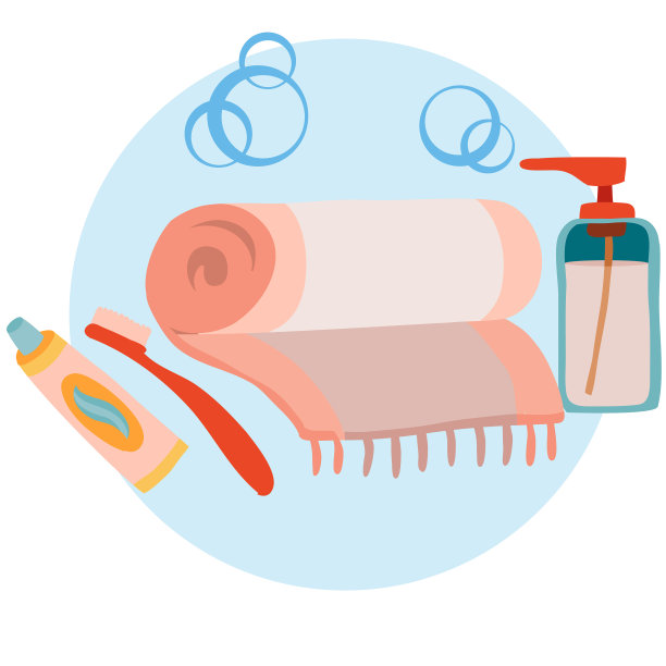 设置个人护理皂、毛巾和牙膏图片下载