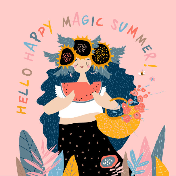 美丽的女孩吃西瓜你好开心图片下载