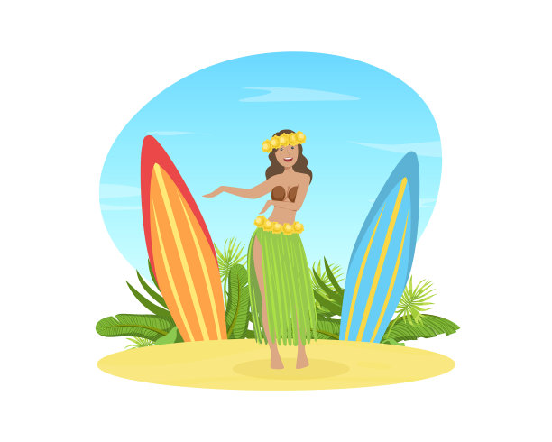 美丽的夏威夷年轻女子在传统图片下载