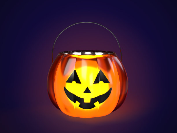 3D插图万圣节糖果桶图片下载