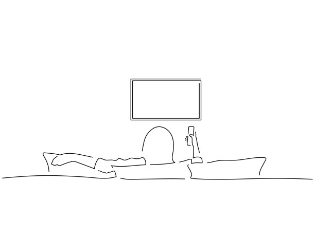 人们在看电视时孤立的画线图片下载