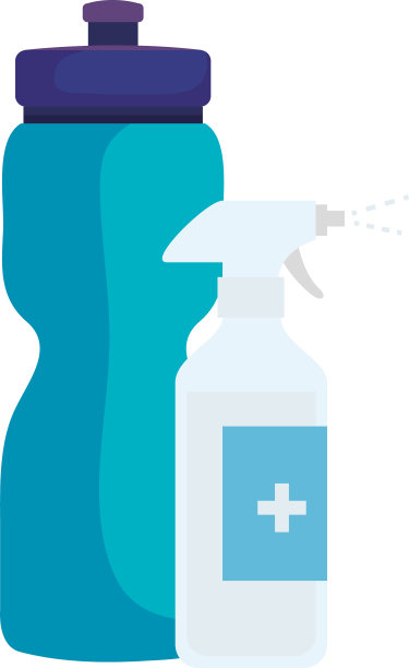 与瓶装水隔离的瓶装喷雾消毒剂图片下载