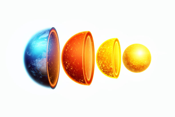 地球内部结构，地核结构，地质层在白色背景上孤立。地球地质概念，岩浆。3D插图，3D渲染。图片下载