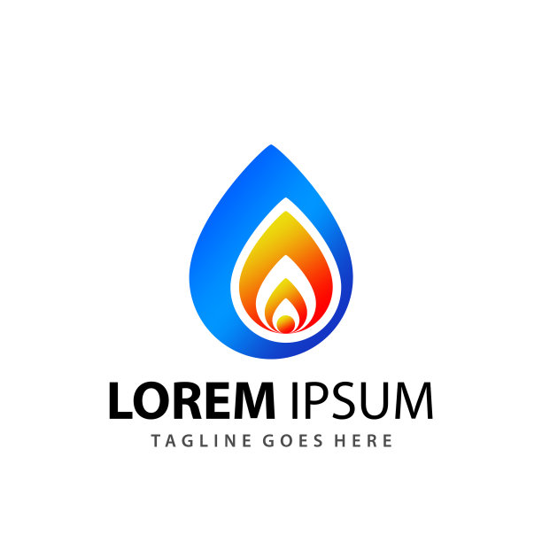 抽象水滴火标志设计模板图片下载