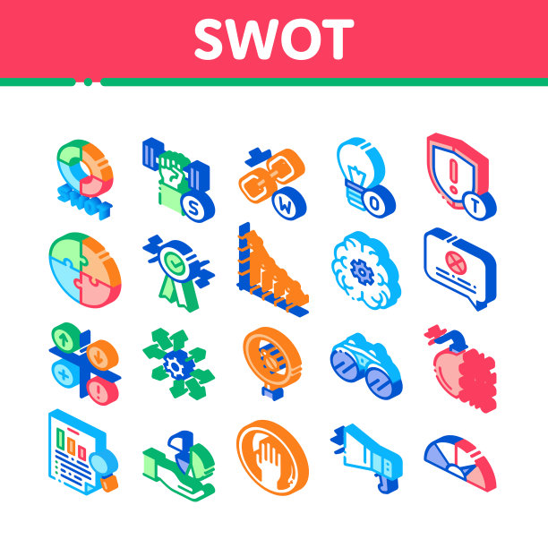 2.5D SWOT分析策略图标集图片下载