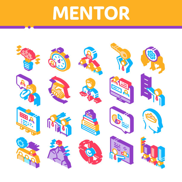 导师关系等距图标集图片下载