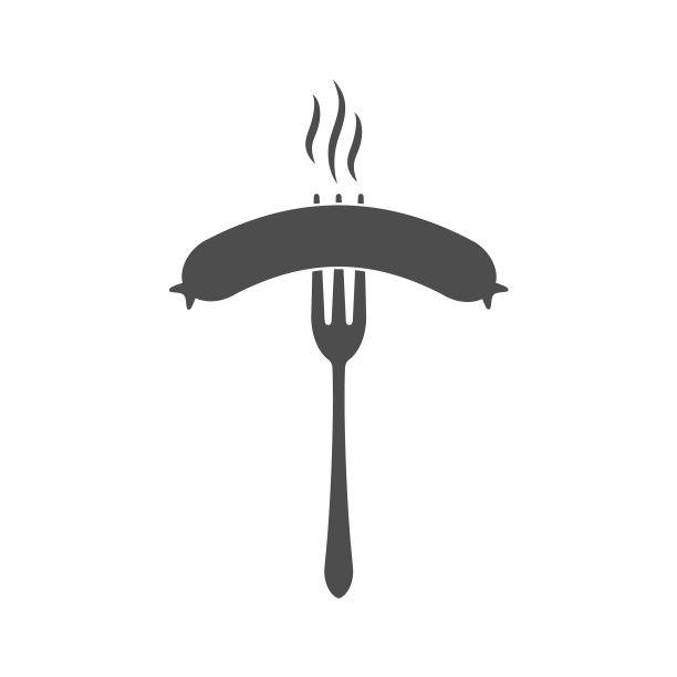 把热香肠放在叉子上，把简单的高汤孤立起来图片下载