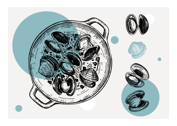 煮蛤壳在锅贝类和海鲜图片下载