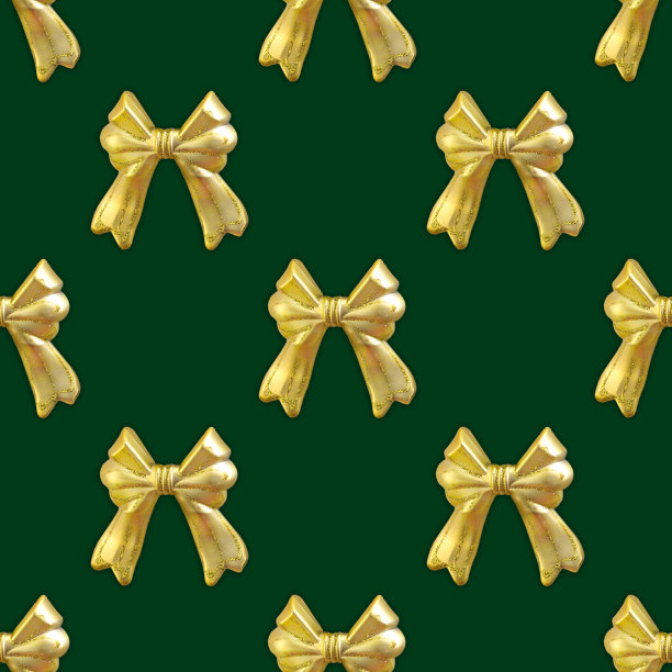 圣诞节无缝图案与金蝴蝶结。圣诞和新年贺卡，装饰品，墙纸。圣诞节的背景。图片下载