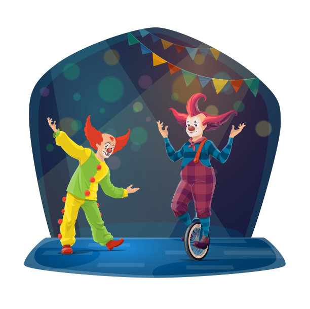 马戏团小丑人物在chapiteau大顶部竞技场图片下载