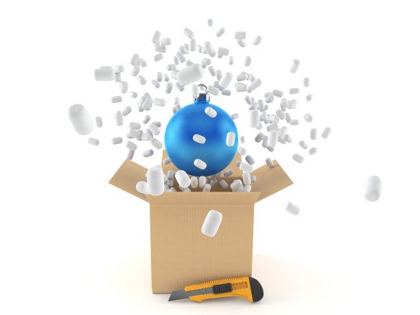 有硬纸盒的圣诞装饰品图片下载