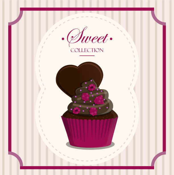 带有几何图案的复古纸杯蛋糕图片下载