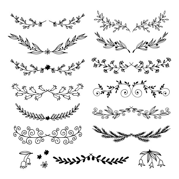 花卉涂鸦集素描风格手绘图片下载