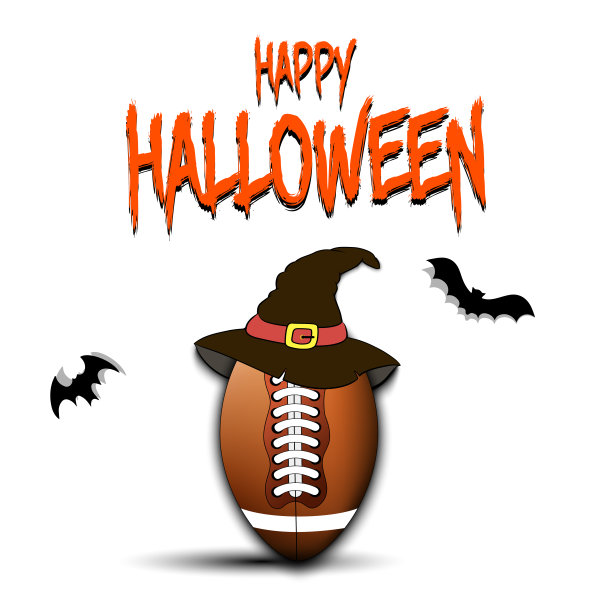 戴着女巫帽的足球，万圣节快乐图片下载