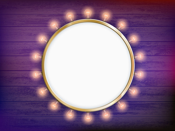 木墙上的圆形框架和灯具。图片下载